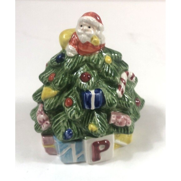Spode Christmas Tree Santa Presents Salt & Pepper Shakers 3.5" - Picture 5 of 7